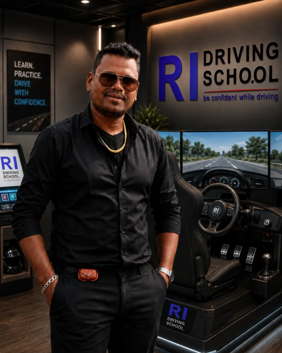 Rofiqul Islam at the RI Driving School simulator centre in Guwahati